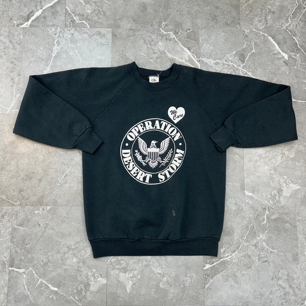 90s Vintage Desert Storm Sweatshirt Mens Large Pullover Crewneck Army Graphic